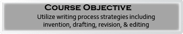 Course Objective: Utilize writing process strategies including invention, drafting, revision, & editing