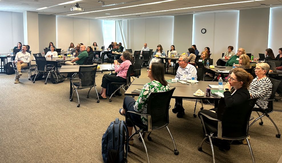 participants listening to lesson demo